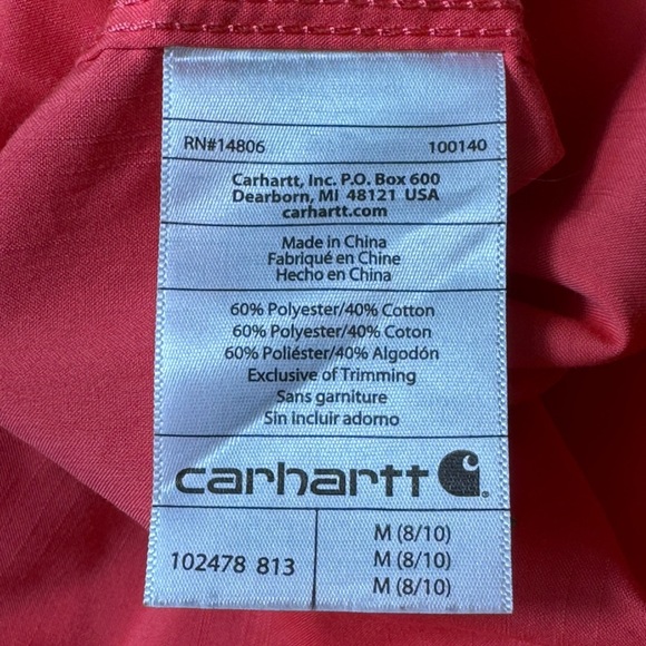 Carhartt Force Women’s Sleeveless Ridgefield Button Down Shirt Coral/Orange Sz M - Picture 10 of 11